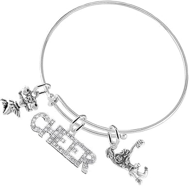 Cheer 3 Charm Bracelet, Safe-Hypoallergenic, Nickel, Lead and Cadmium Free