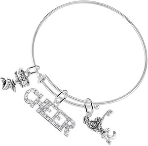 Cheer 3 Charm Bracelet, Safe-Hypoallergenic, Nickel, Lead and Cadmium Free