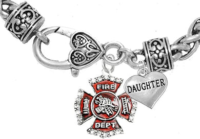 Firefighter Daughter Bracelet, Hypoallergenic, Safe-Nickel, Lead, Cadmium Free