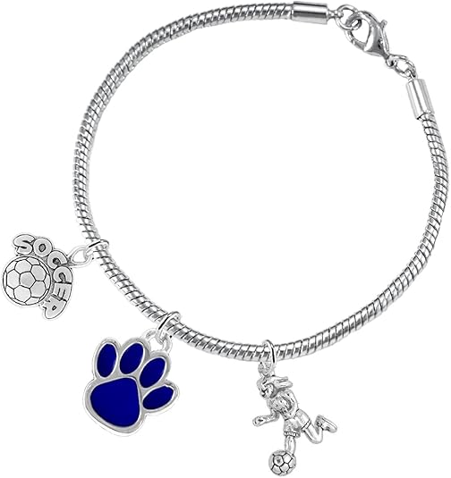 The, Soccer Jewelry Blue Paw Hypoallergenic Adjustable, Safe-Nickel, Lead Free