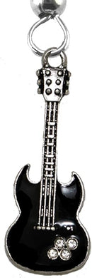Black Guitar On Fishhook Earrings, Hypoallergenic Safe-Nickel, Lead And Cadmium Free