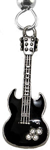 Black Guitar On Fishhook Earrings, Hypoallergenic Safe-Nickel, Lead And Cadmium Free