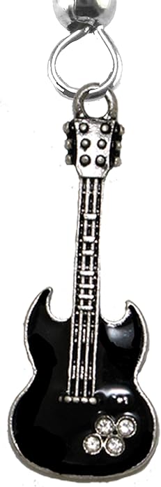 Black Guitar On Fishhook Earrings, Hypoallergenic Safe-Nickel, Lead And Cadmium Free