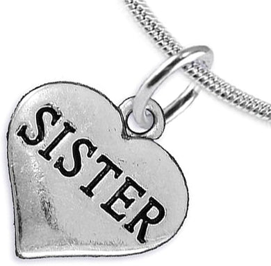 Sister Heart Charm Necklace Hypoallergenic, Adjustable, Safe, Nickel, Lead & Cadmium Free!