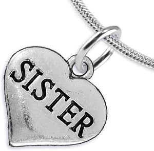 Sister Heart Charm Necklace Hypoallergenic, Adjustable, Safe, Nickel, Lead & Cadmium Free!