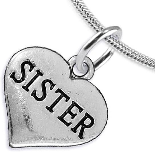 Sister Heart Charm Necklace Hypoallergenic, Adjustable, Safe, Nickel, Lead & Cadmium Free!