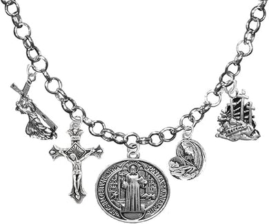 Saint Benedict Crucifix-Mary with Christ Child, Prayer, Calvary, Protect Me from Harm, from Evil, from The Devil. Nickle, Lead Cadmium Free