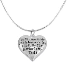 Marine Mom, My Son, is My World Necklace, Hypoallergenic, Safe- Nickel, Lead and Cadmium Free
