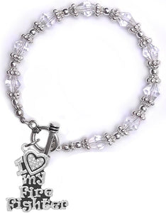 Firefighter, I Love My Firefighter, Genuine Crystal, Bracelet, Hypoallergenic, Safe-Nickel, Lead, Free