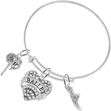 Ballet 3 Charm Adjustable Bracelet Hypoallergenic. Safe-Nickle, Lead and Cadmium Free!