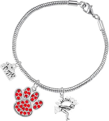 Swimming 3 Charm Red Crystal Paw Bracelet Hypoallergenic, Safe-Nickel, Lead & Cadmium Free!