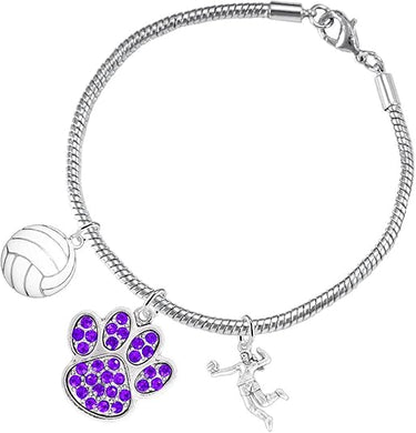 Purple Crystal Paw Volleyball, Adjustable, Safe-Hypoallergenic, Nickel, Lead Free