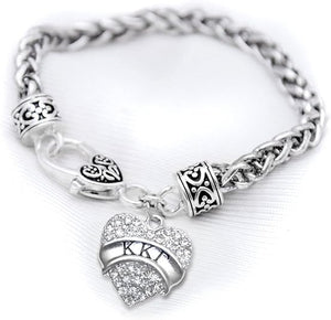 Kappa Kappa Gamma Crystal Heart Bracelet - Licensed Sorority Jewelry Manufacturer