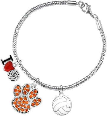 Orange Crystal Paw Volleyball, Adjustable, Safe-Hypoallergenic, Nickel, Lead Free