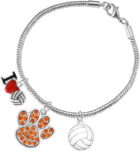 Orange Crystal Paw Volleyball, Adjustable, Safe-Hypoallergenic, Nickel, Lead Free