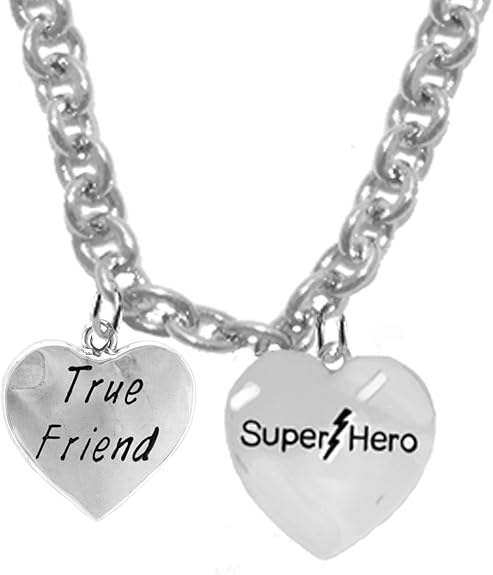 True Friend, Super Hero, She is Special, Show Her How Much You Care, Sterling Silver, Solid .925 Sterling, Not Plated Or Coated, 18 Inch Necklace, Charm, Nickel, Lead Free. Fast,