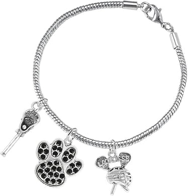 Lacrosse Jewelry, Black Crystal Paw Jewelry, Hypoallergenic Safe-Nickel, Lead and Cadmium Free!