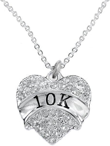 10 K Running Crystal Heart Necklace-Hypoallergenic Nickel, and Lead Free!