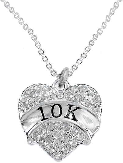 10 K Running Crystal Heart Necklace-Hypoallergenic Nickel, and Lead Free!