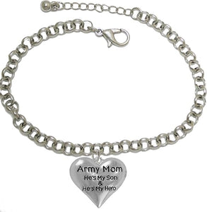 Army, My Son is My Hero Adjustable Bracelet, Hypoallergenic, Safe-Nickel, Lead, Cadmium Free