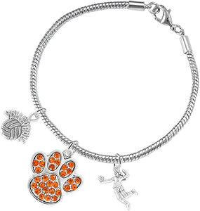Orange Crystal Paw Volleyball, Adjustable, Safe-Hypoallergenic, Nickel, Lead Free