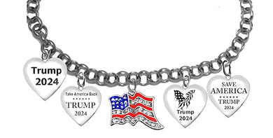 Trump, Save America, Eagle With American Flag Wings, Take America Back, TRUMP 2024,Genuine Crystal American Flag. Adjustable Bracelet.What A Wonderful Gift For Yourself, Or Someone Special