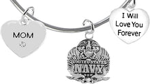 Mom, I Will Love You Forever, Navy Hypoallergenic, Safe-Nickel Free, No Poisonous Lead Or Cadmium