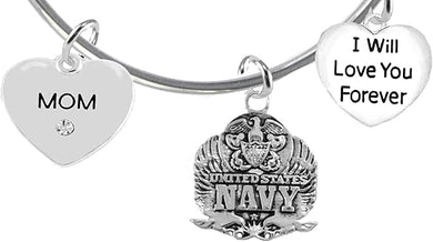 Mom, I Will Love You Forever, Navy Hypoallergenic, Safe-Nickel Free, No Poisonous Lead Or Cadmium