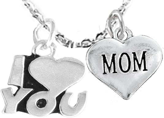 Mom I Love You Adjustable Curb Chain Necklace, Hypoallergenic, Safe-Nickel, Lead, Cadmium Free