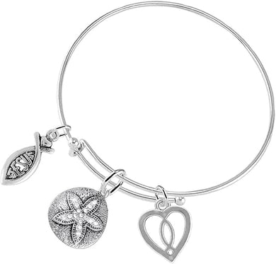 The Ledgend of The Sand Dollar Christian, 3 Charm Adjustable Hypoallergenic, Safe-Nickel, Free