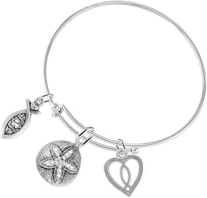 The Ledgend of The Sand Dollar Christian, 3 Charm Adjustable Hypoallergenic, Safe-Nickel, Free