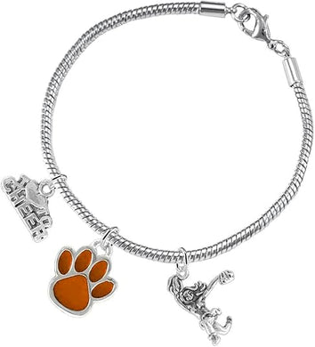 Orange Paw Cheer 3 Charm Bracelet Safe-Hypoallergenic, Nickel, Lead and Cadmium Free