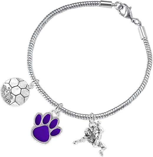 The, Soccer Jewelry Purple Paw Hypoallergenic Adjustable, Safe-Nickel, Lead Free