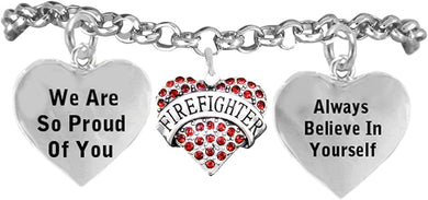Firefighter's Crystal We are So Proud of You Adjustable Hypoallergenic Safe-Nickel, Lead & Cadmium Free!