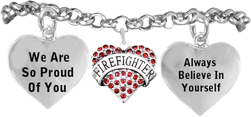 Firefighter's Crystal We are So Proud of You Adjustable Hypoallergenic Safe-Nickel, Lead & Cadmium Free!
