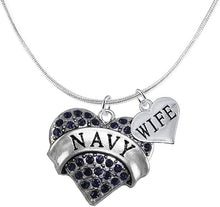 Navy Wife Blue Crystal Heart Necklace, Adjustable, Hypoallergenic, Will NOT Irritate Anyone with Sensitive Skin. Safe- Nickel, Lead and Cadmium Free