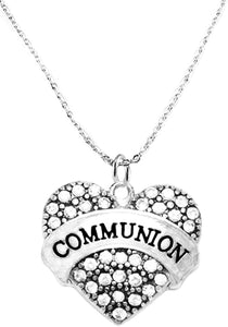 Creative Charm Factory™ Communion Sculptured Crystal Heart, Just Beautiful, STERLING SILVER Solid .925 Sterling, Not Plated Or Coated.18 Inch Necklace Chain, Nickel, Lead, Cadmium Free
