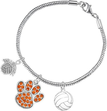 Orange Crystal Paw Volleyball, Adjustable, Safe-Hypoallergenic, Nickel, Lead Free