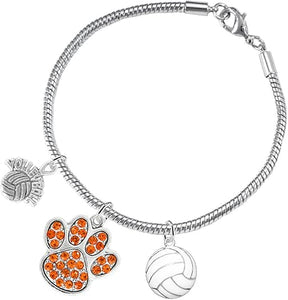 Orange Crystal Paw Volleyball, Adjustable, Safe-Hypoallergenic, Nickel, Lead Free