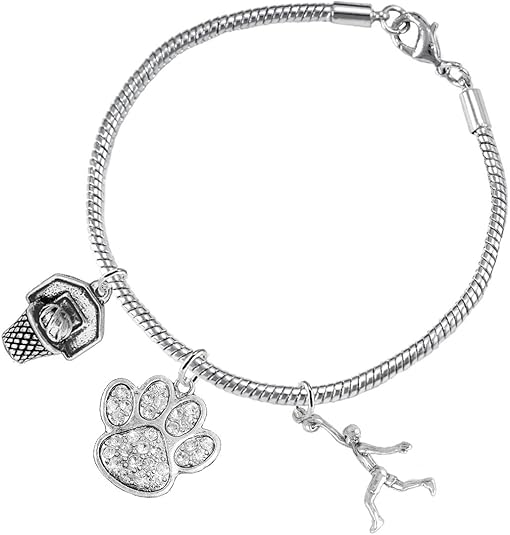 Crystal Paw Basketball Jewelry, Adjustable, Safe-Hypoallergenic, Nickel, Lead Free