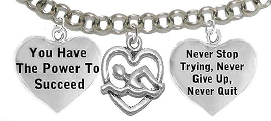 Swimming, Never Stop Trying, Never Quit Adjustable Bracelet, Hypoallergenic, Safe-Nickel Free, No Poisonous Lead Or Cadmium