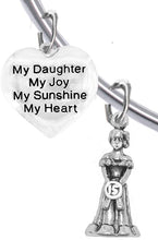 The Perfect Gift, Quinceanera, My Daughter, My Joy, My Sunshine, My Heart, Girl In Gown, Circle 15, Hypoallergenic Adjustable Removable Ball Ends, Bracelet, Safe-Nickel, Lead & Cadmium Free!