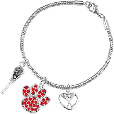 Lacrosse Jewelry, Red Crystal Paw Jewelry, Hypoallergenic Safe-Nickel, Lead and Cadmium Free!