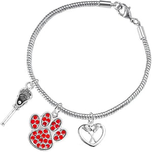 Lacrosse Jewelry, Red Crystal Paw Jewelry, Hypoallergenic Safe-Nickel, Lead and Cadmium Free!