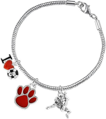 The, Soccer Jewelry Red Paw Hypoallergenic Adjustable, Safe-Nickel, Lead Free