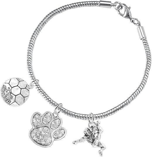 The, Soccer Jewelry Crystal Paw Hypoallergenic Adjustable, Safe-Nickel, Lead Free