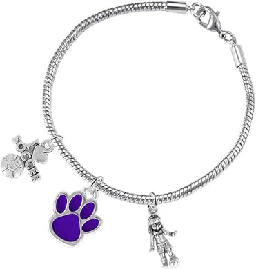 The, Soccer Jewelry Purple Paw Hypoallergenic Adjustable, Safe-Nickel, Lead Free