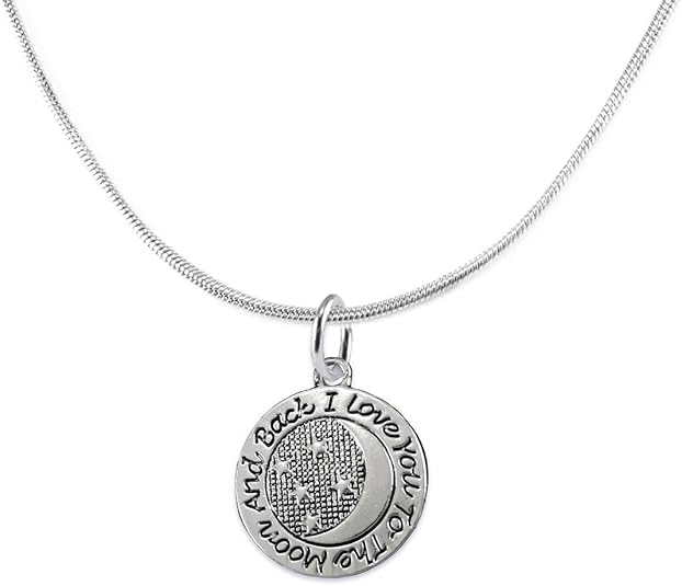 Mother's Day Jewelry, Mom Jewelry, Grandma Jewelry, I Love You To The Moon And Back Adjustable Neck Hypoallergenic-Safe, Nickel, Lead, Free
