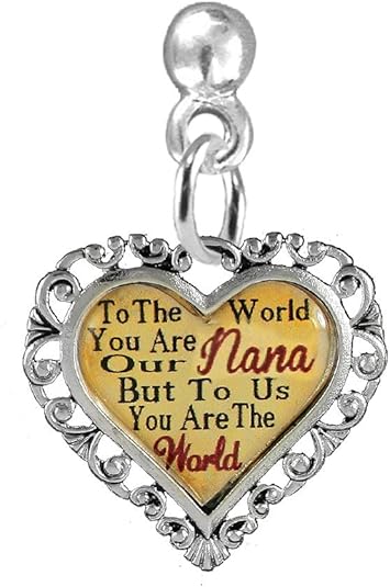 Nana Heart Charm Post Earring Hypoallergenic, Safe-Nickel, Lead & Cadmium Free!