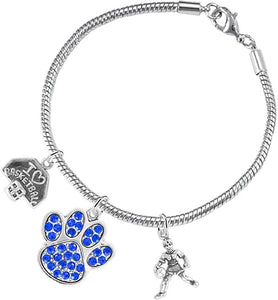 Blue Paw Crystal Basketball Jewelry, Adjustable, Safe-Hypoallergenic, Nickel, Lead Free